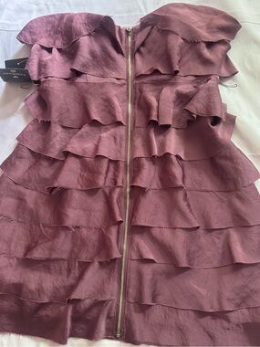 bebe Strapless Layered Ruffle Dress - Dusty Rose